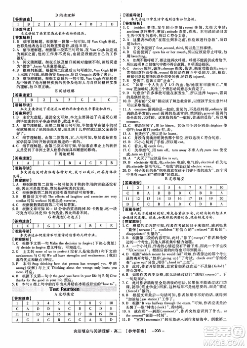 唐人英语2018顶尖训练高二完形填空与阅读理解160篇参考答案