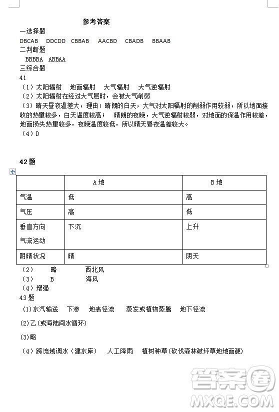 2018-2019学年江苏省江阴四校高一上学期期中考试地理试题及答案