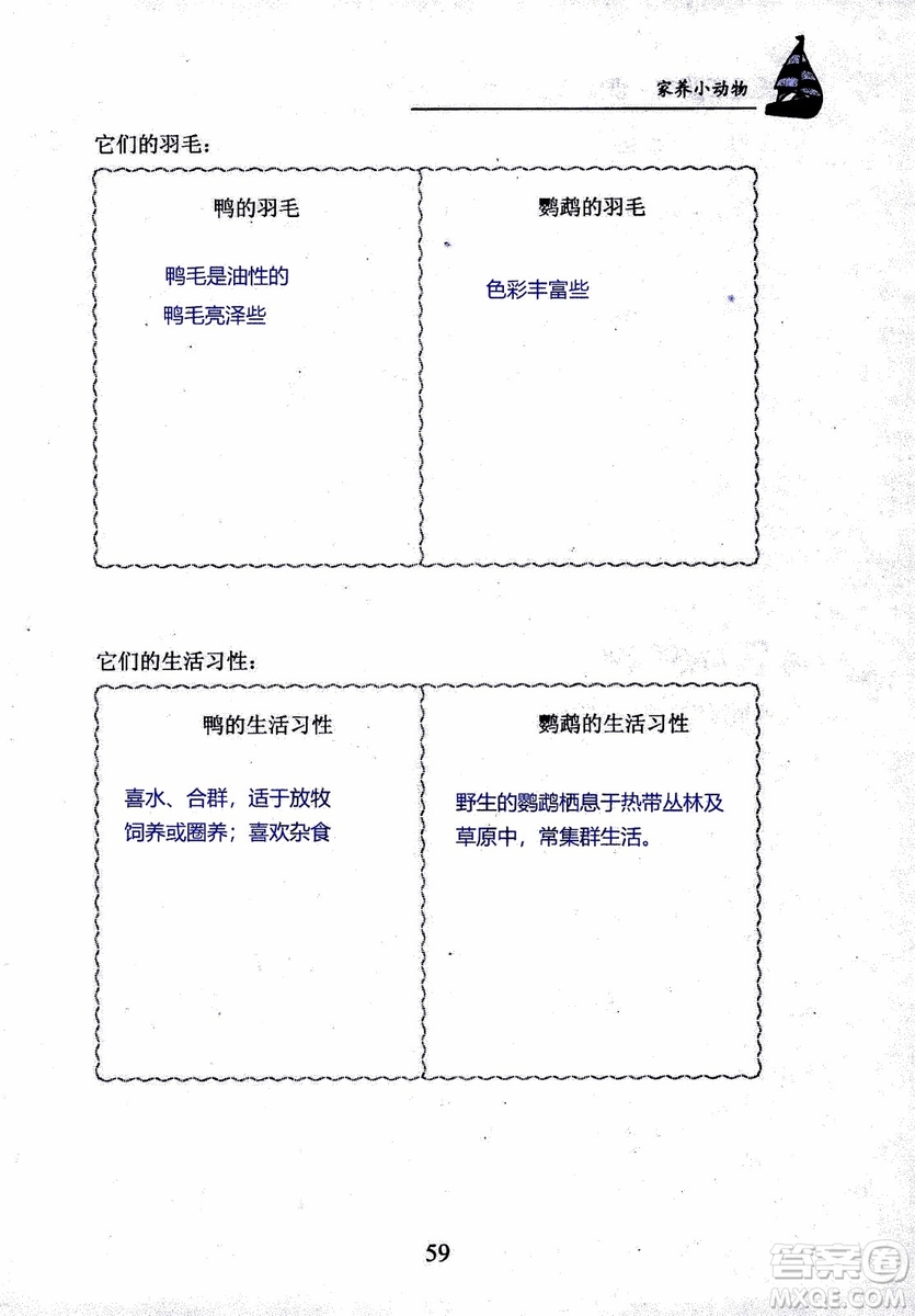 2018年长江作业本课堂作业科学三年级上册鄂教版参考答案