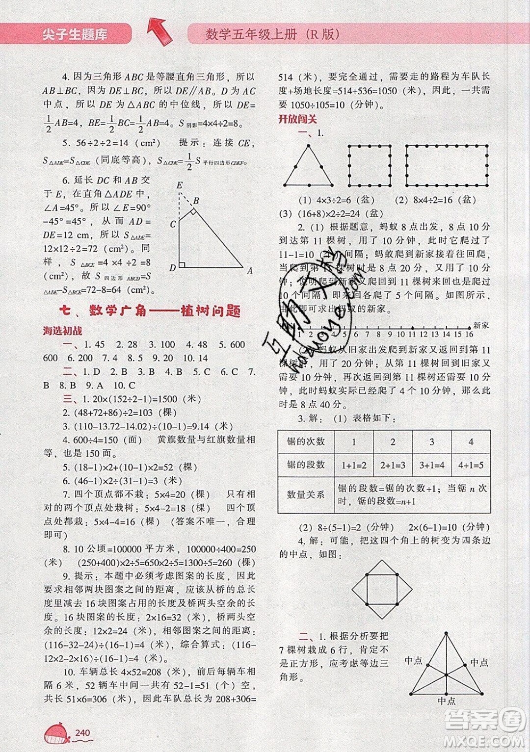 2019年尖子生题库数学五年级上册R版人教版参考答案