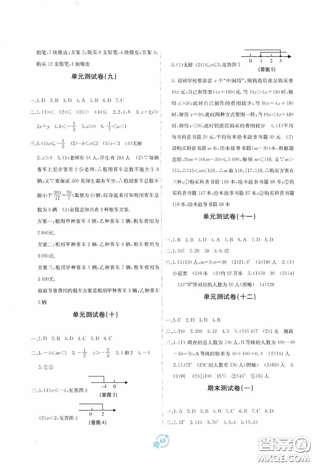 广西教育出版社2020自主学习能力测评单元测试七年级数学下册A版答案