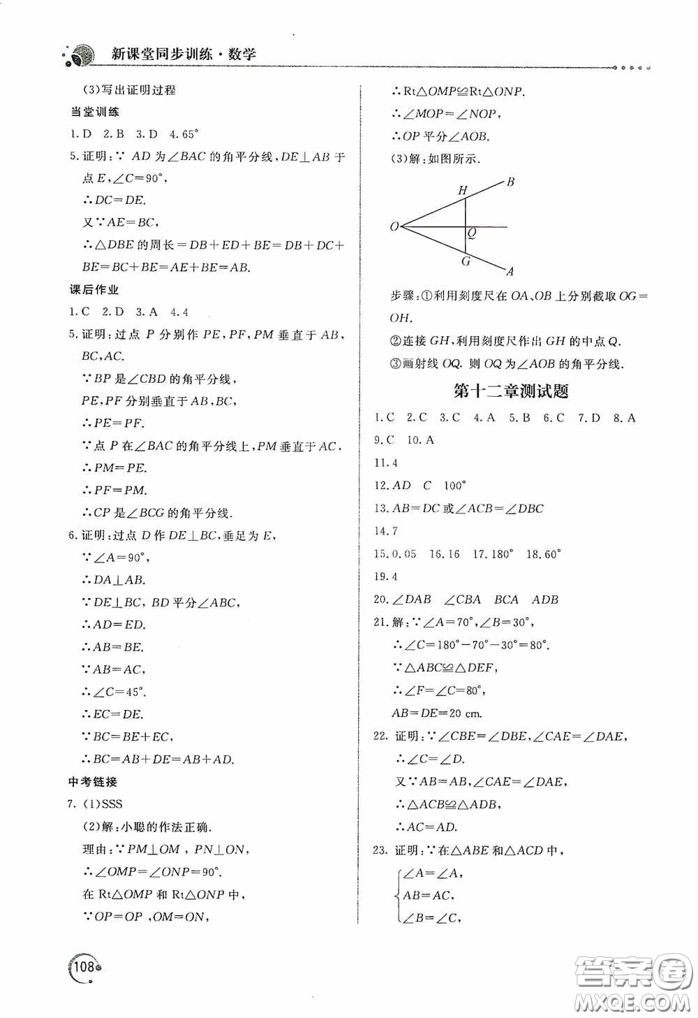 北京教育出版社2020新课堂同步训练八年级数学上册人教版答案
