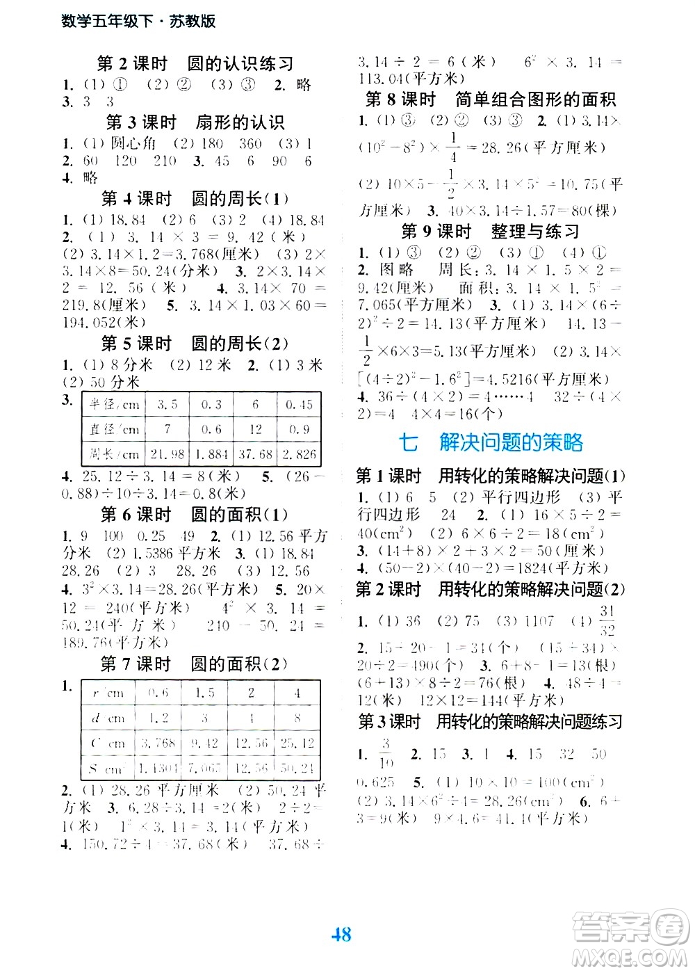 北方妇女儿童出版社2021江苏金考卷数学五年级下册江苏版答案