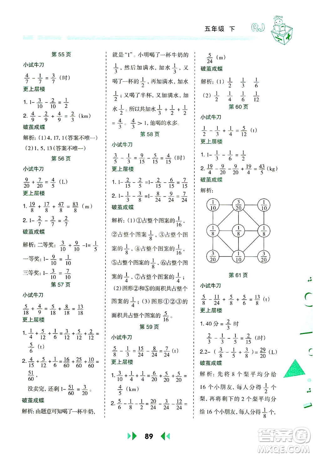 陕西人民教育出版社2021举一反三应用题高手五年级数学下册人教版答案
