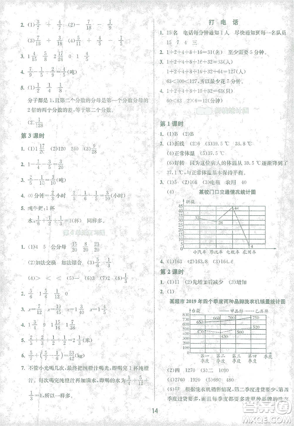 江苏人民出版社2021年1课3练单元达标测试五年级下册数学人教版参考答案