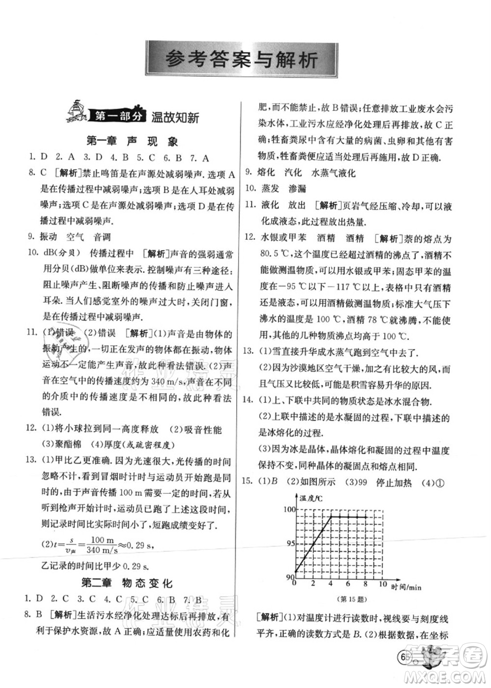 江苏人民出版社2021快乐暑假八年级物理JSKJ苏教版答案
