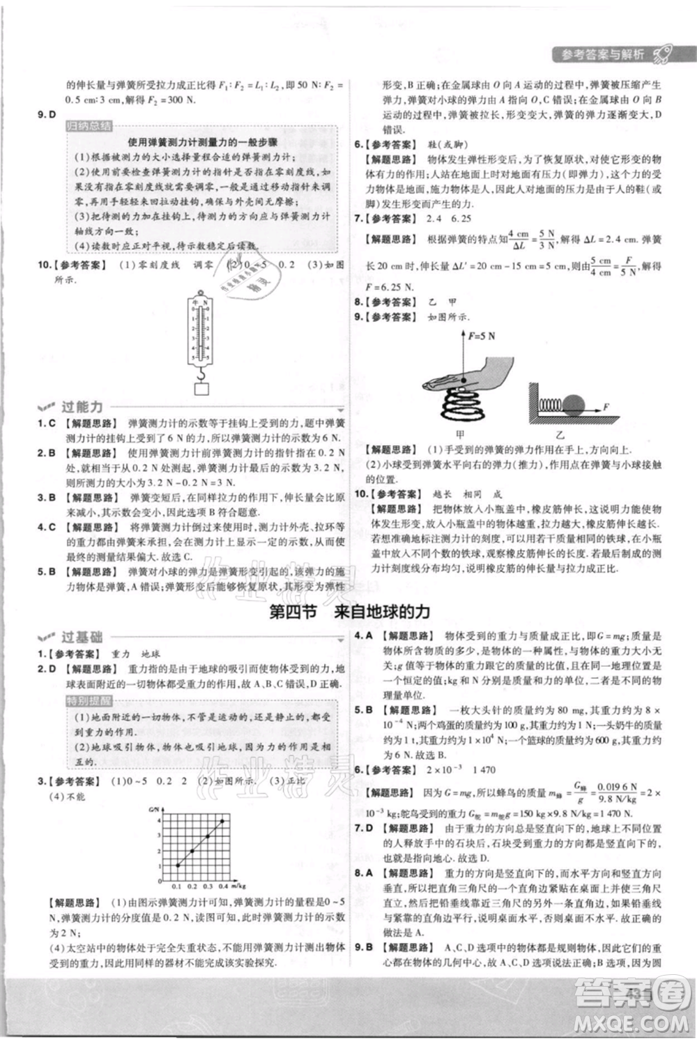 南京师范大学出版社2021一遍过八年级上册物理沪科版参考答案