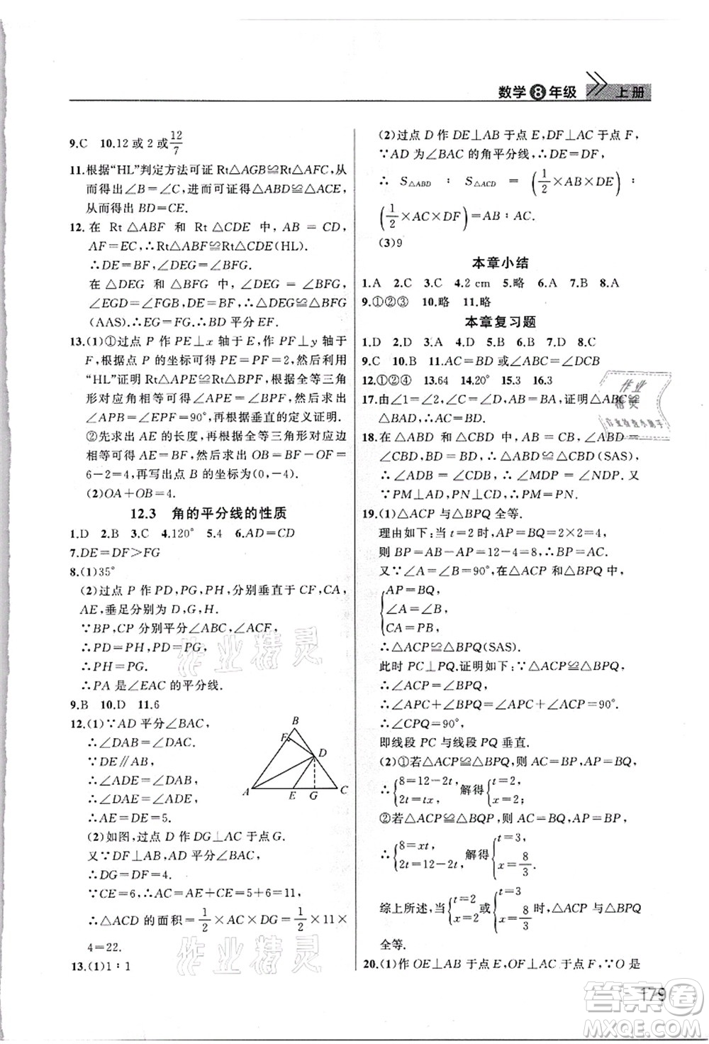 武汉出版社2021智慧学习天天向上课堂作业八年级数学上册人教版答案