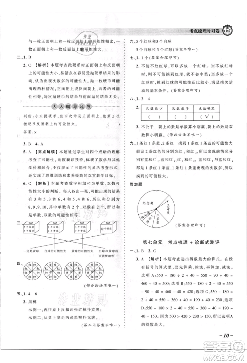 江西人民出版社2021王朝霞考点梳理时习卷四年级上册数学苏教版参考答案