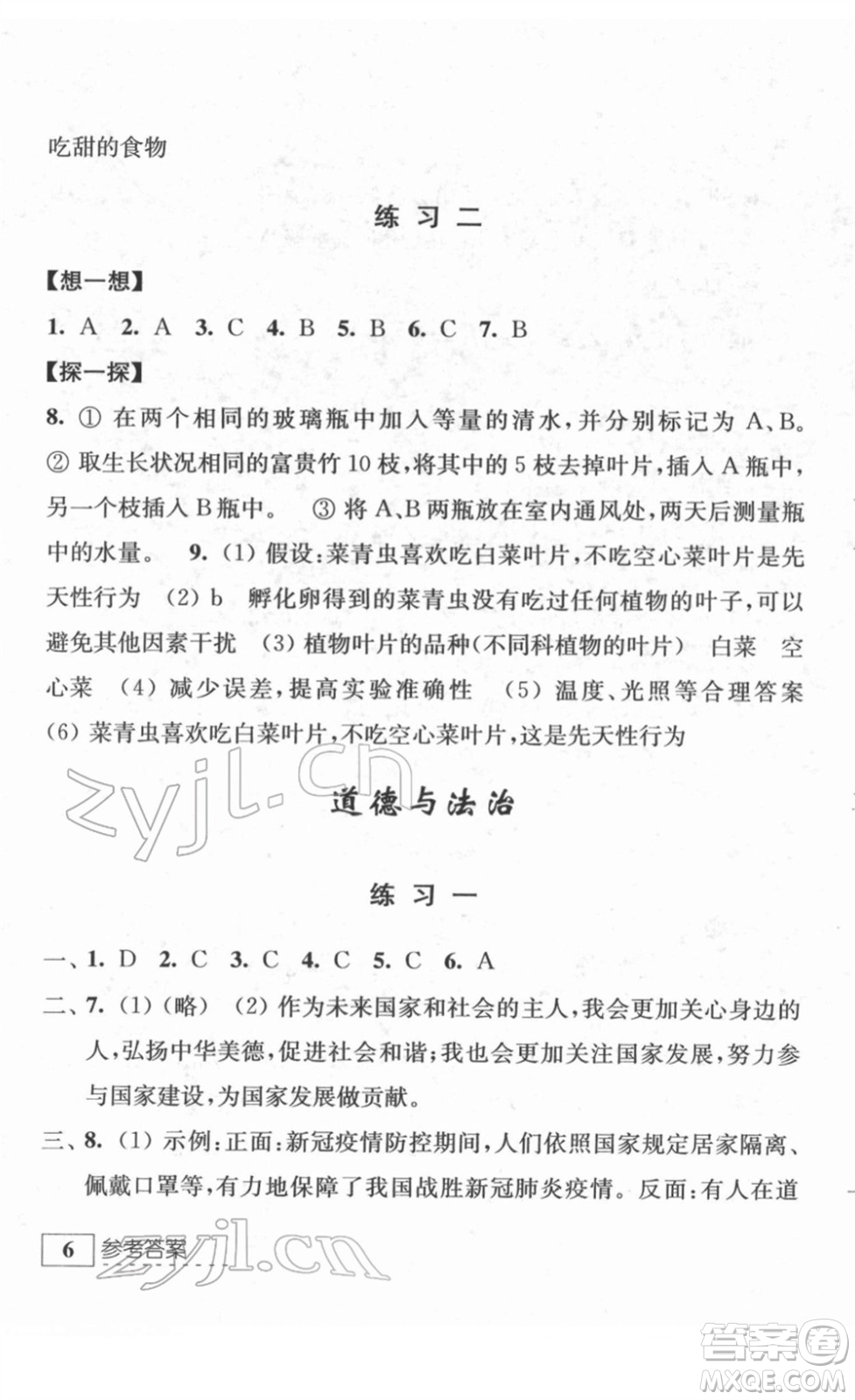 江苏人民出版社2022学习与探究寒假作业八年级合订本通用版答案