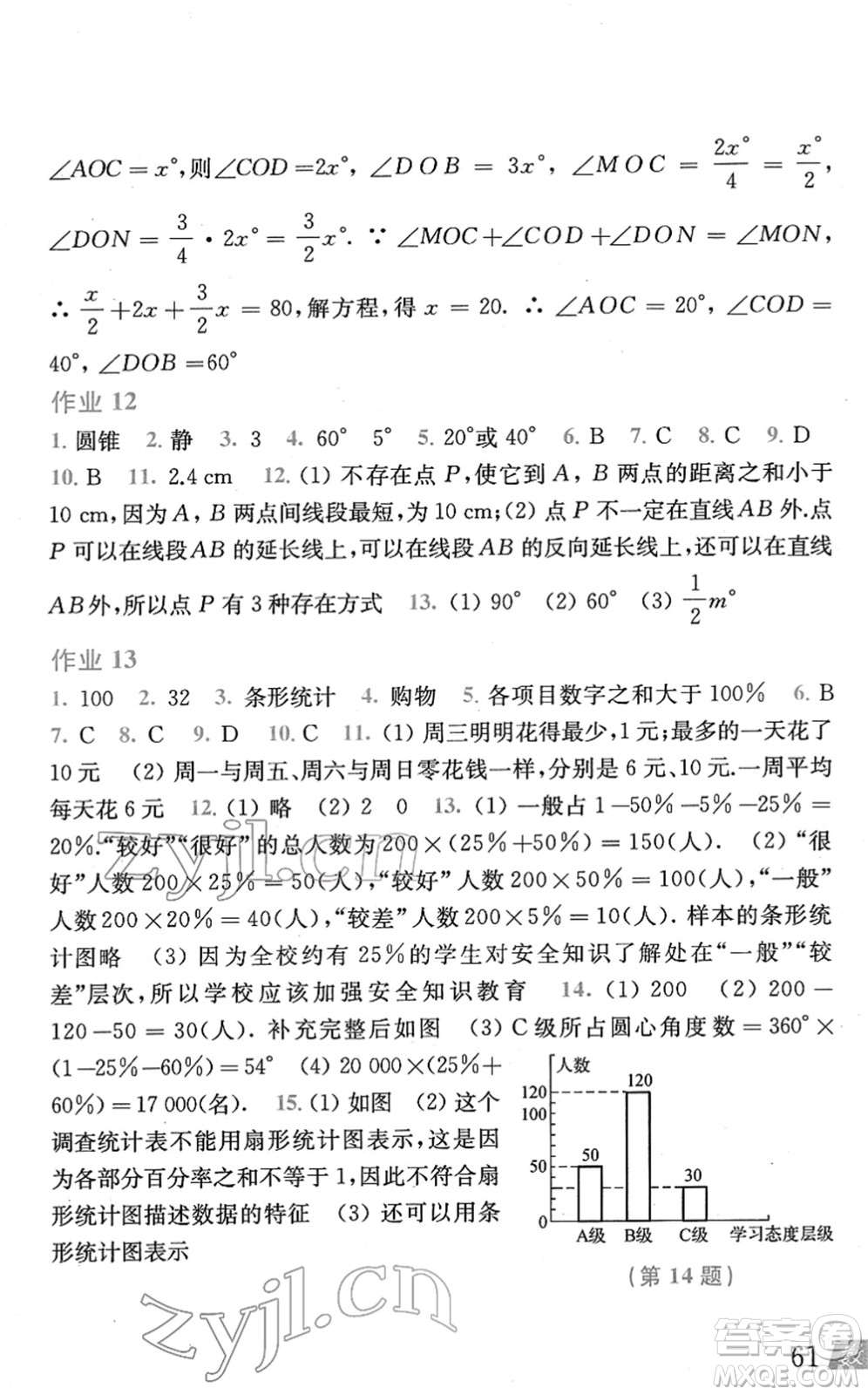上海科学技术出版社2022数学寒假作业七年级沪科版答案