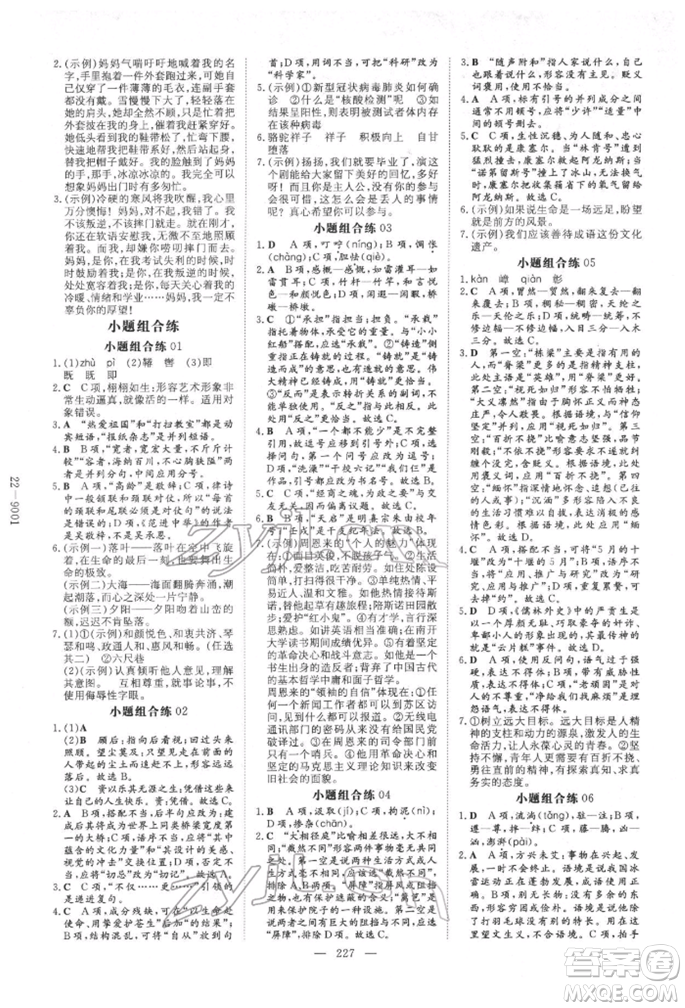 陕西人民教育出版社2022中考总复习导与练语文人教版参考答案