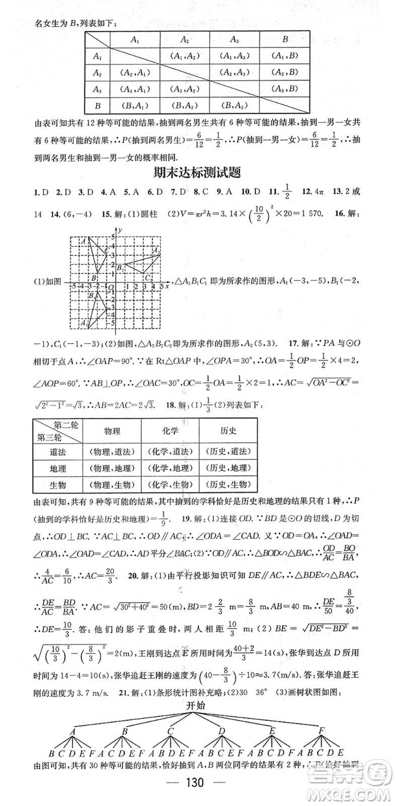 江西教育出版社2022名师测控九年级数学下册HK沪科版答案
