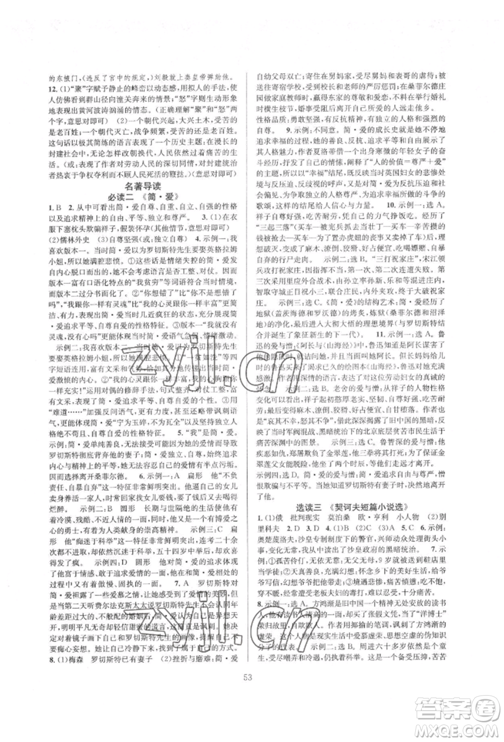 浙江教育出版社2022全优新同步九年级语文人教版参考答案插图(53)