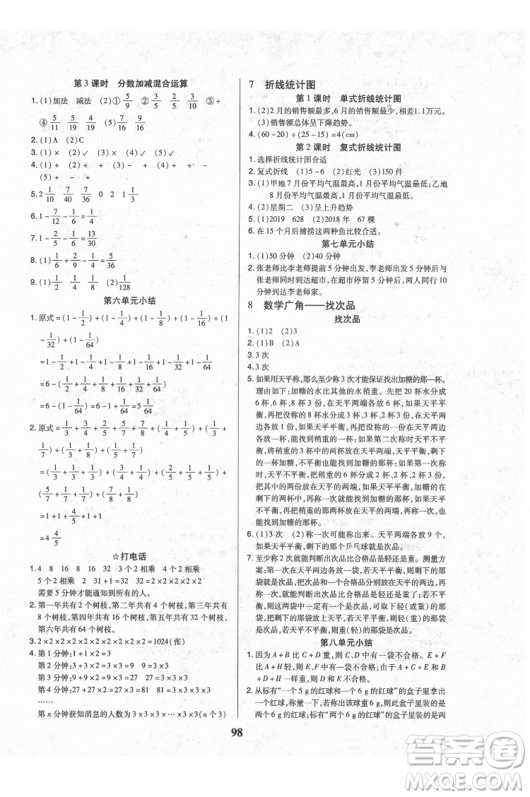 武汉大学出版社2022培优红领巾乐园数学五年级下册A版人教版答案