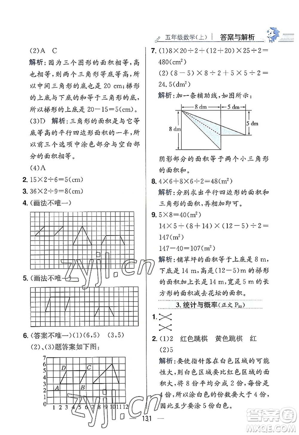 陕西人民教育出版社2022小学教材全练五年级数学上册RJ人教版答案