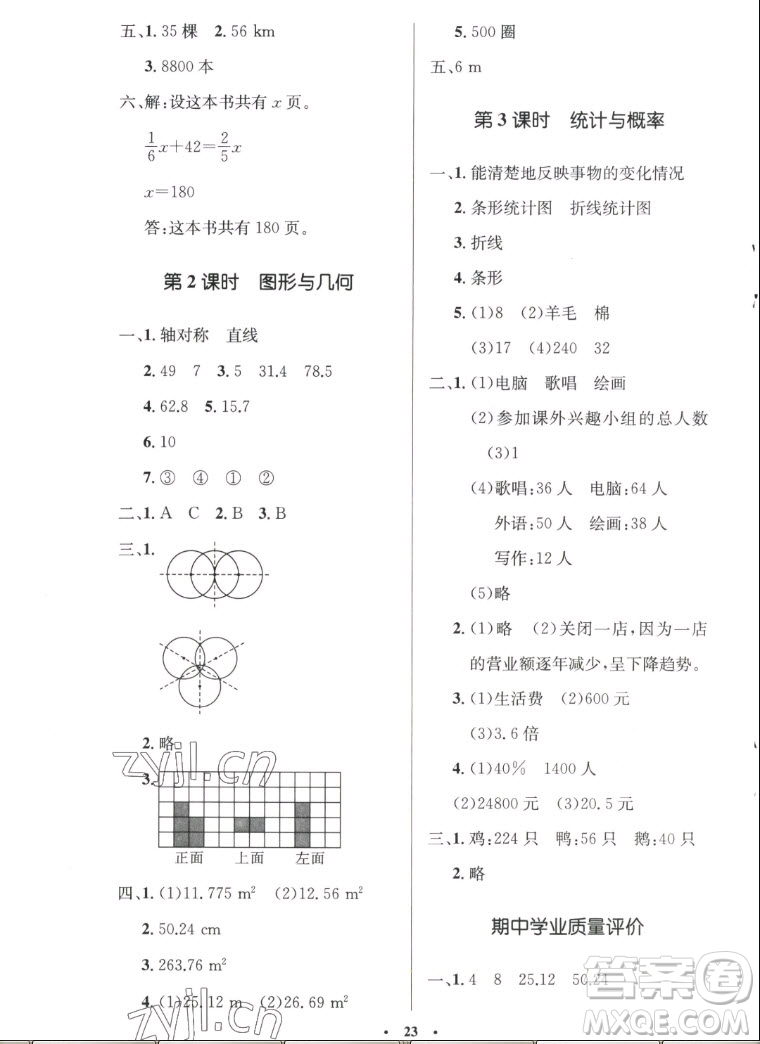 北京师范大学出版社2022秋小学同步测控优化设计数学六年级上册北师大版答案
