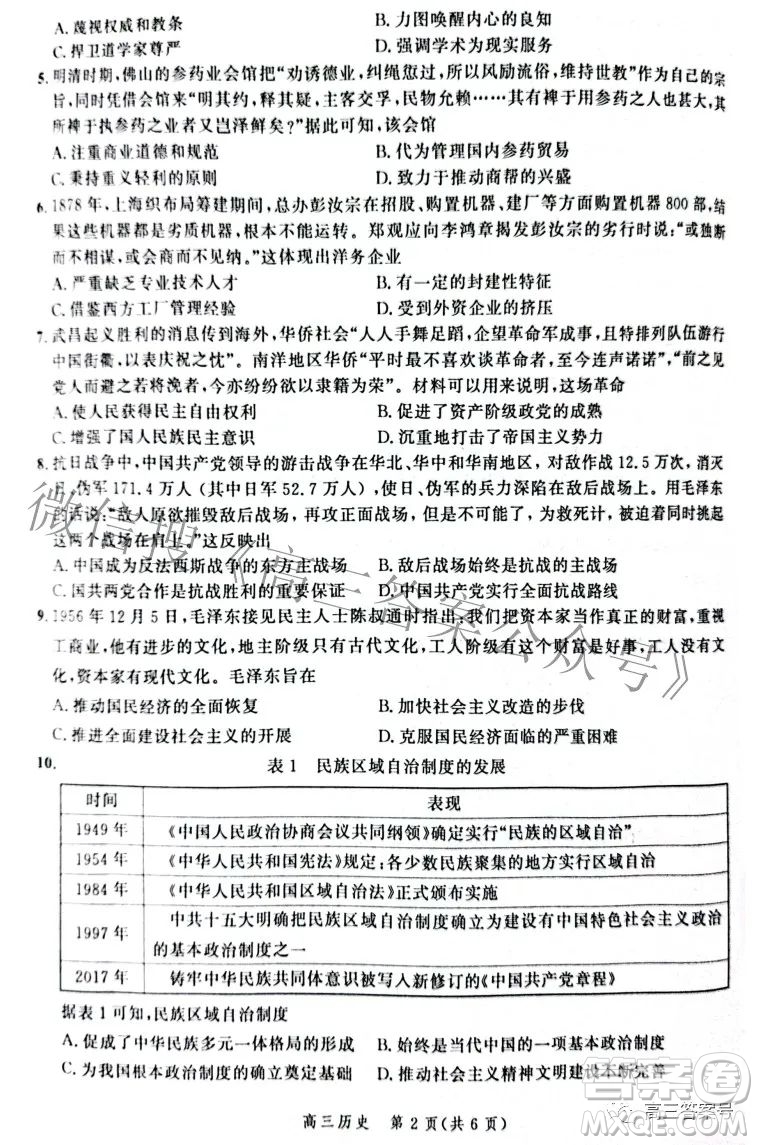 河北省2023届高三年级大数据应用调研联合测评历史试题及答案