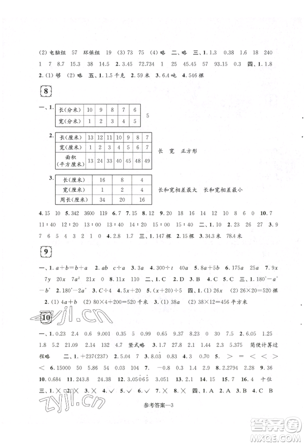 江苏凤凰少年儿童出版社2022学习乐园单元自主检测五年级上册数学人教版参考答案
