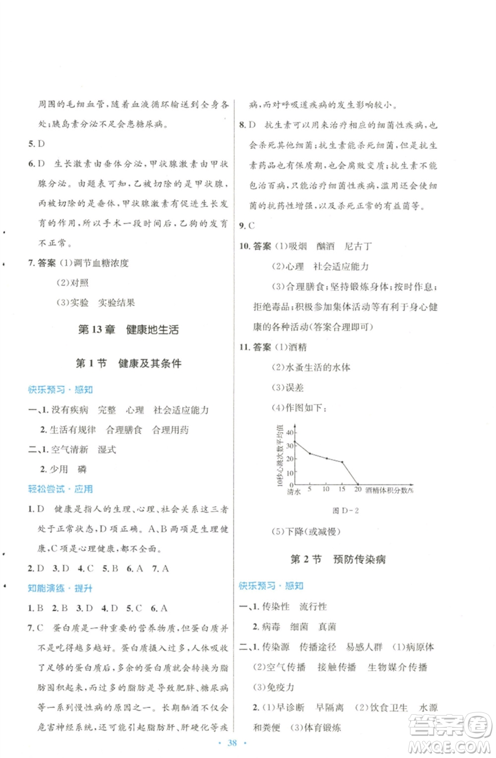 北京师范大学出版社2023初中同步测控优化设计七年级生物下册北师大版参考答案