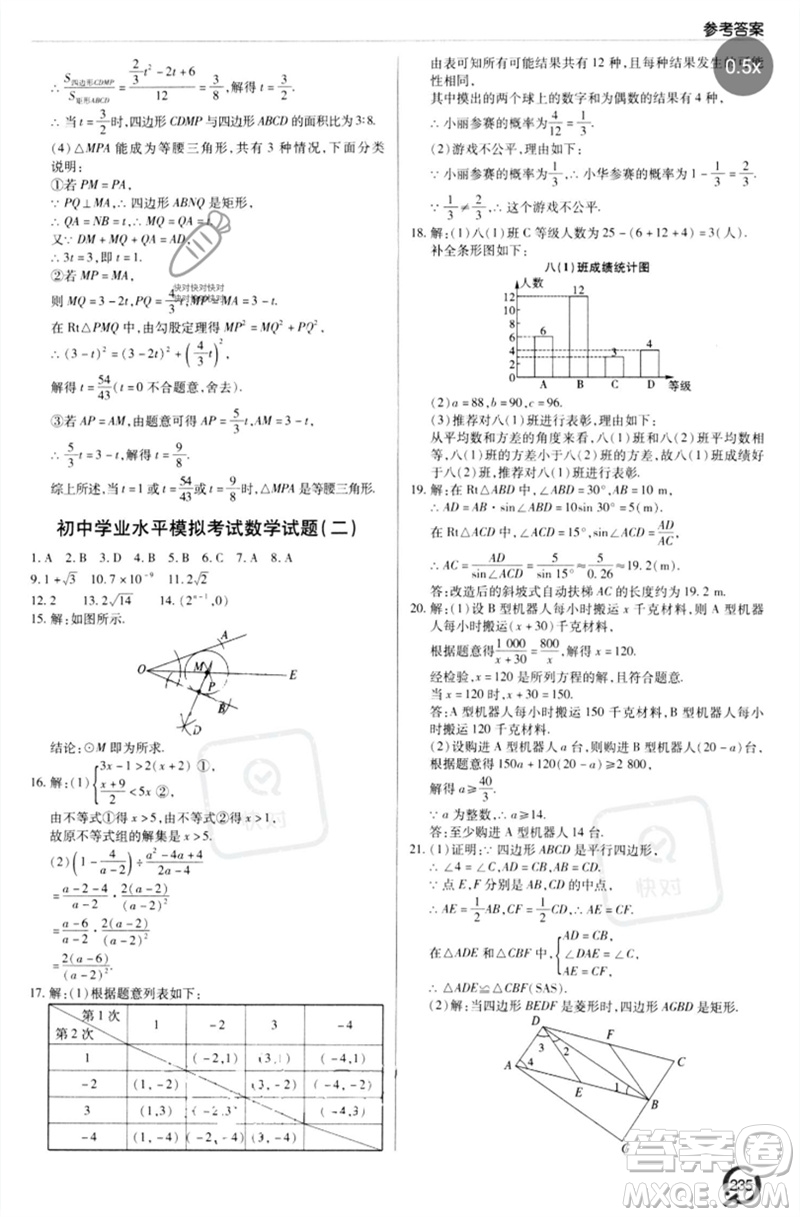 青岛出版社2023初中总复习手册九年级数学通用版参考答案