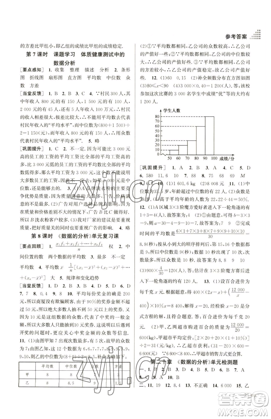 江苏凤凰美术出版社2023创新课时作业本八年级下册数学全国版参考答案