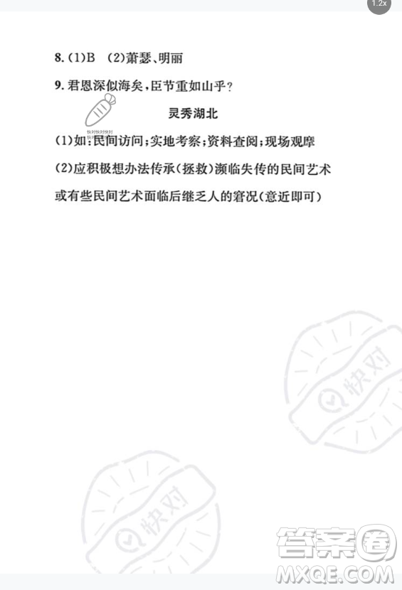 崇文书局2023年长江暑假作业七年级语文通用版答案