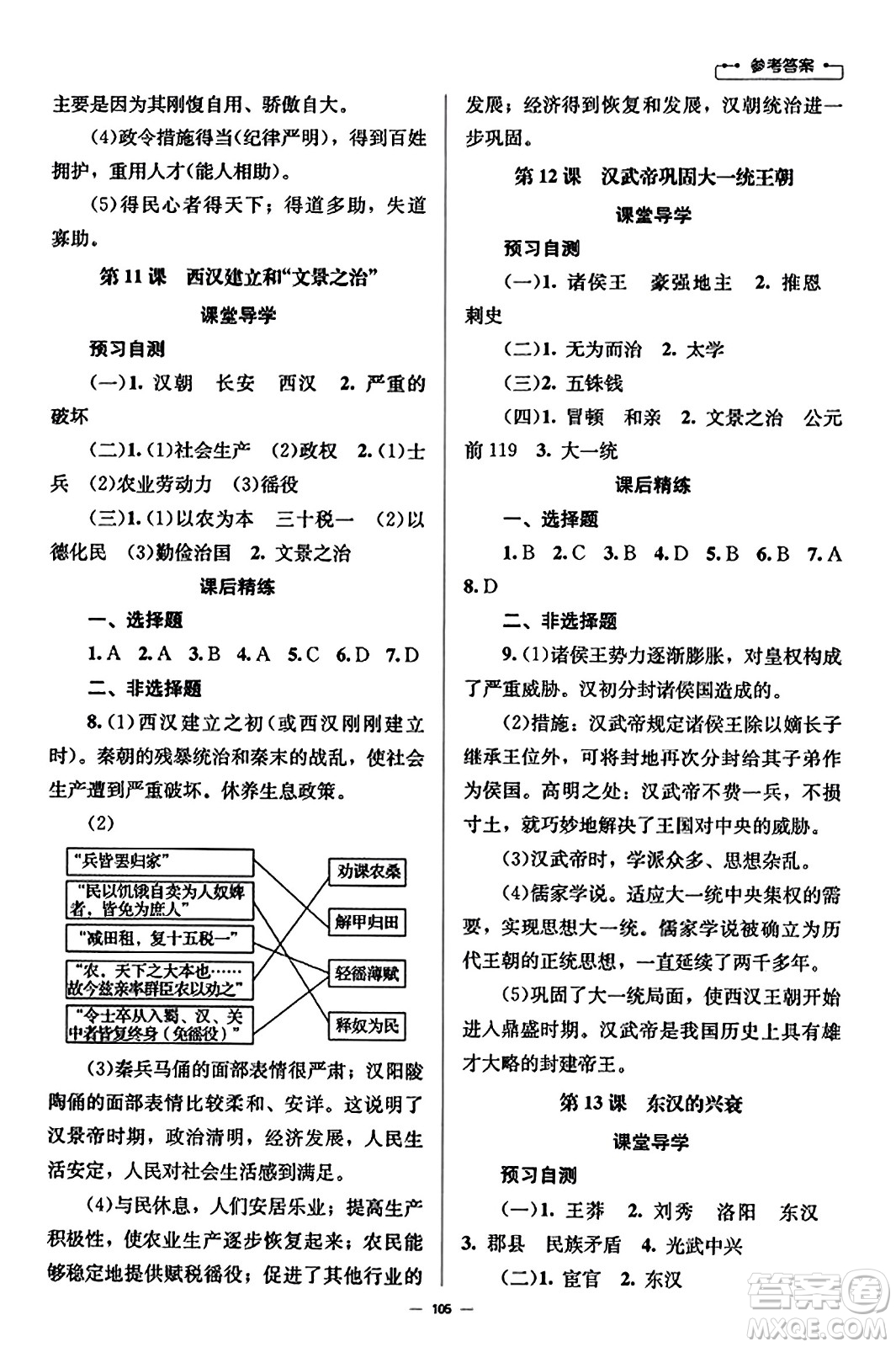 北京师范大学出版社2023年秋初中同步练习册七年级中国历史上册人教版答案