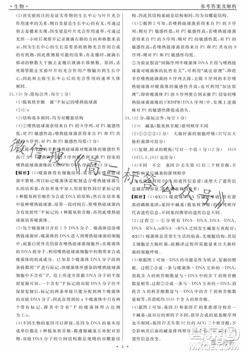 辽宁省名校联盟2023年高三10月份联合考试生物试卷答案