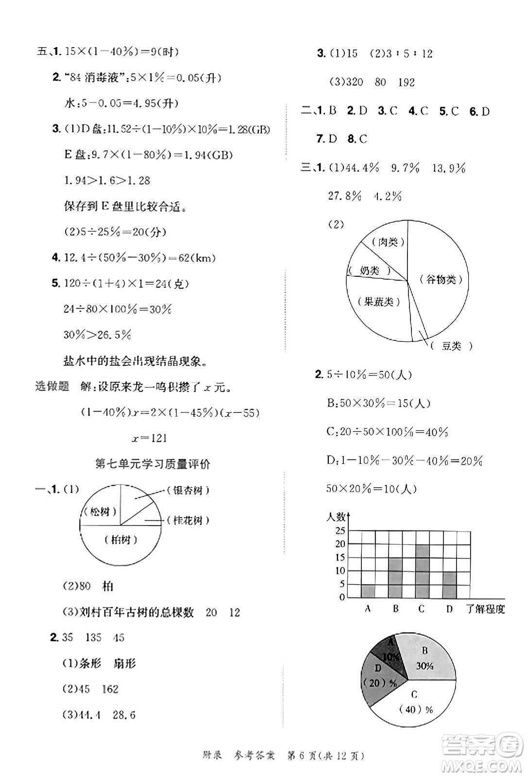 龙门书局2023年秋黄冈小状元达标卷六年级数学上册人教版答案
