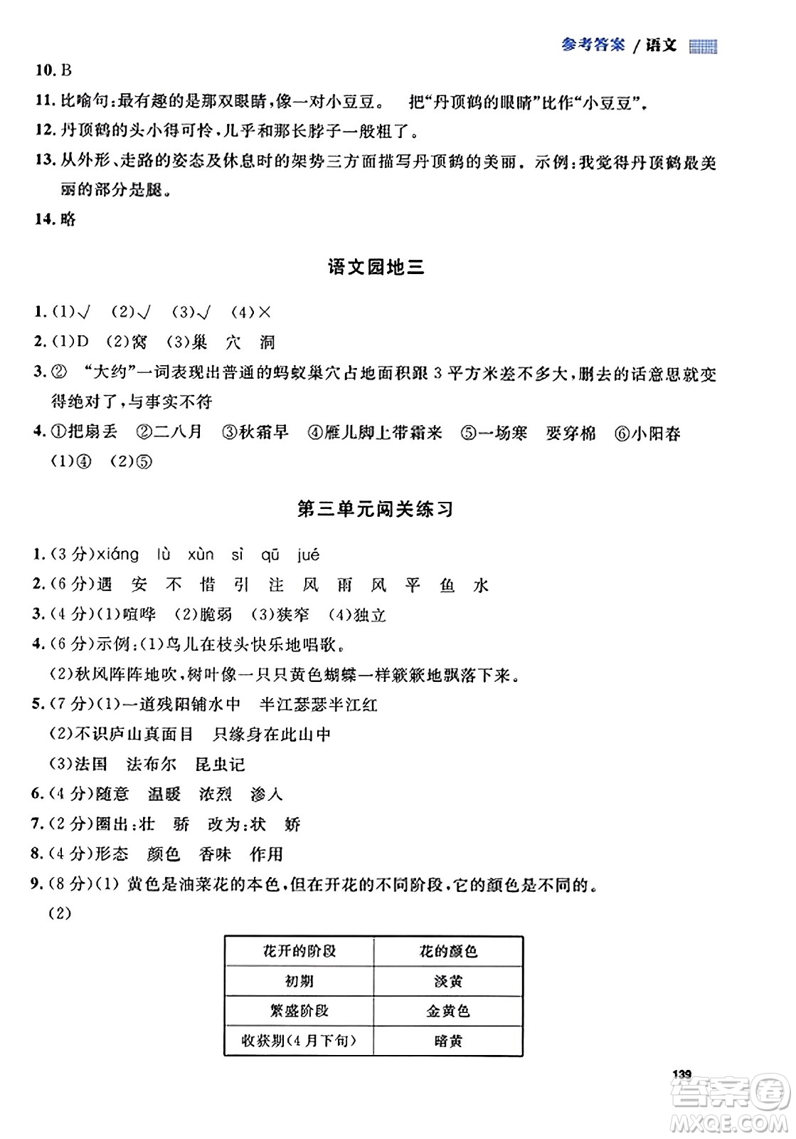 天津人民出版社2023年秋上海作业四年级语文上册上海专版答案