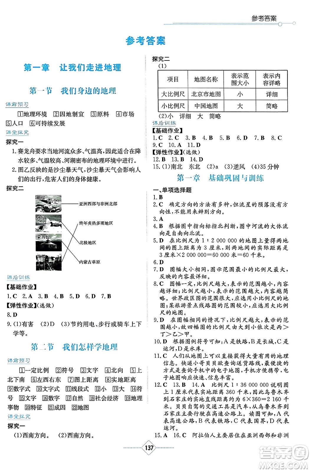湖南教育出版社2023年秋学法大视野七年级地理上册湘教版答案