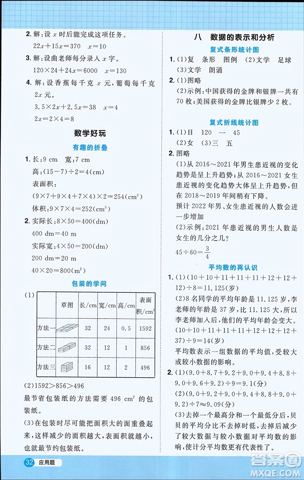 江西教育出版社2024年春阳光同学计算小达人五年级数学下册北师大版参考答案