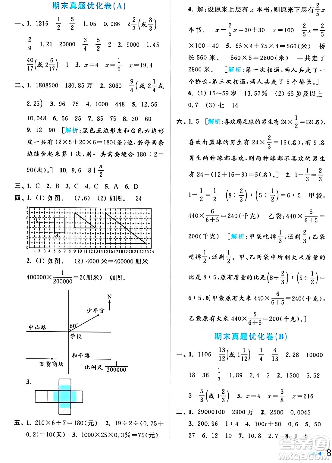 北京教育出版社2024年春亮点给力大试卷六年级数学下册江苏版答案
