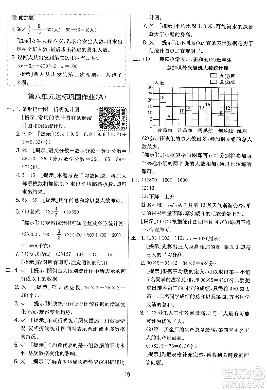 江苏人民出版社2024年春实验班提优大考卷五年级数学下册北师大版答案